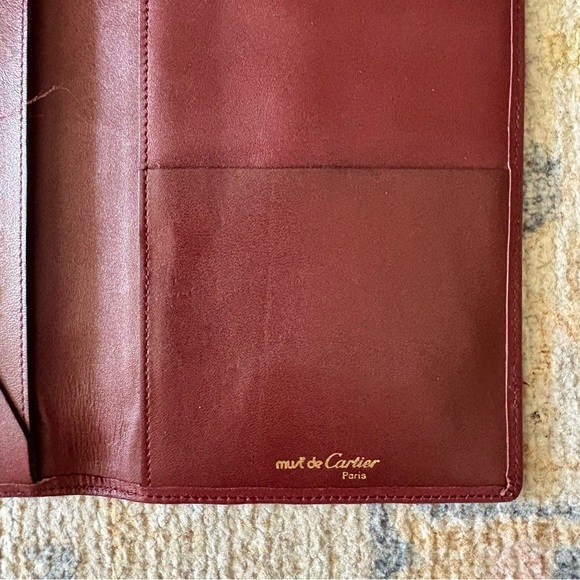 💯 CARTIER Burgundy Leather Wallet - Picture 8 of 14